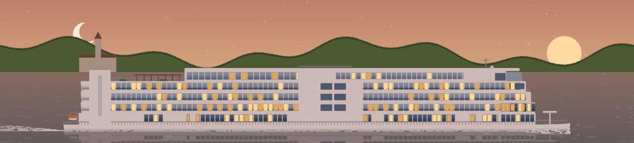 The riverboat, side on, from the title screen